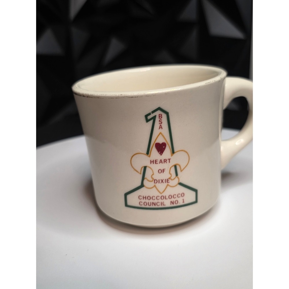 Vintage BSA Heart of Dixie Choccolocco Council No 1 Coffee Mug USA Made Cream
